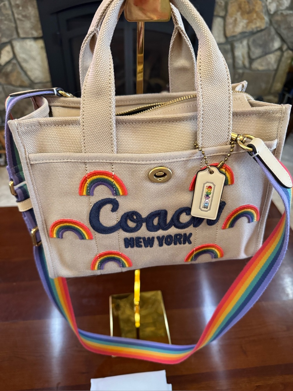Coach Pride Canvas Tote NWOT Rainbow Embroidered + Strap + Dustbag - Picture 4 of 5